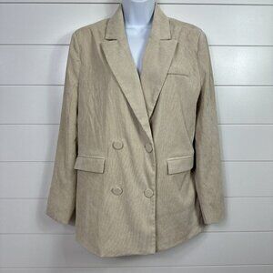 4th & Reckless Corduroy Button Front Oversized Blazer Jacket Cream sz 4